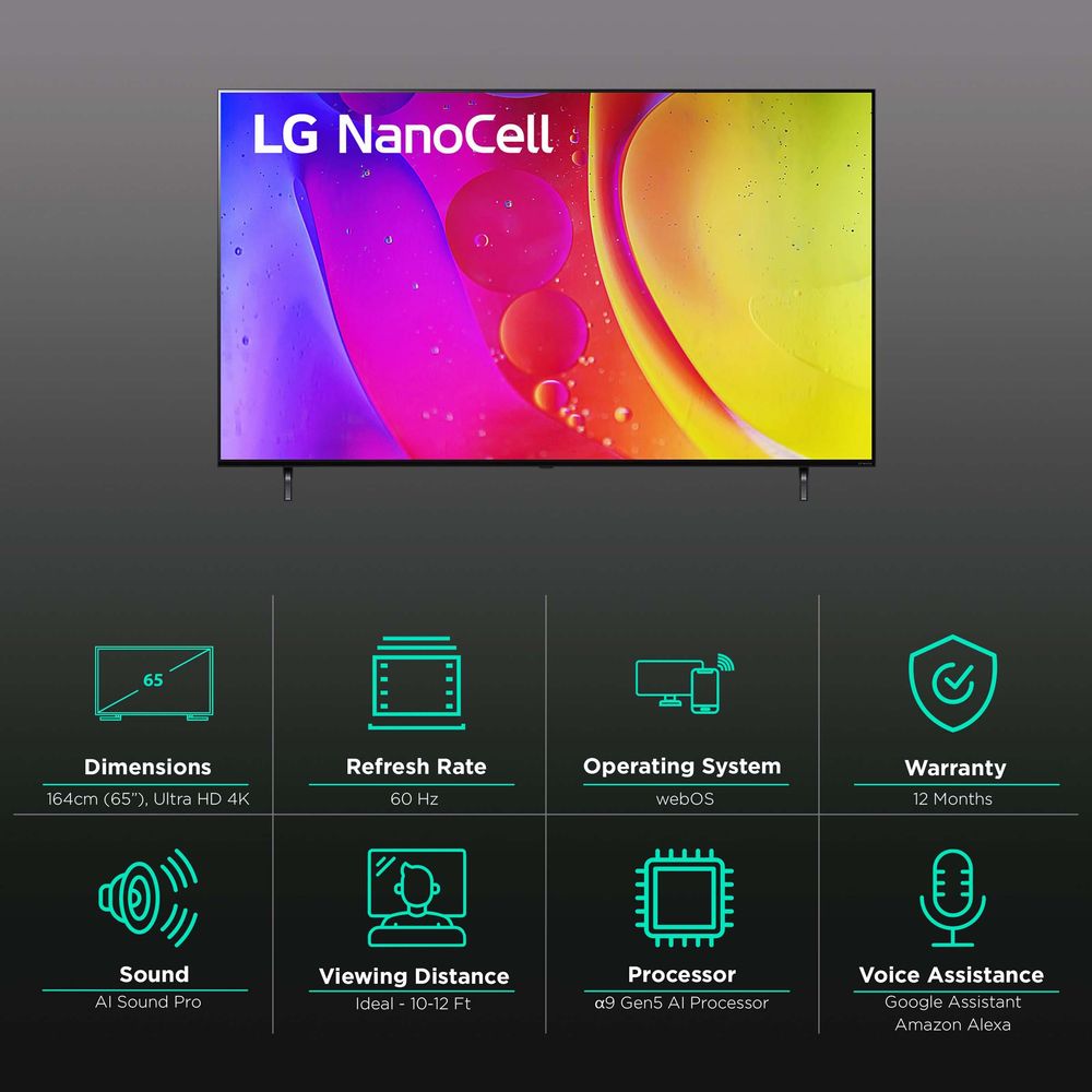 Buy LG Nano80 164 cm (65 inch) 4K Ultra HD Nano Cell Smart WebOS TV ...